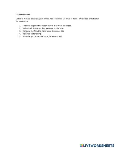 Inter 1. Unit 2. Lesson A. Describing Day Three