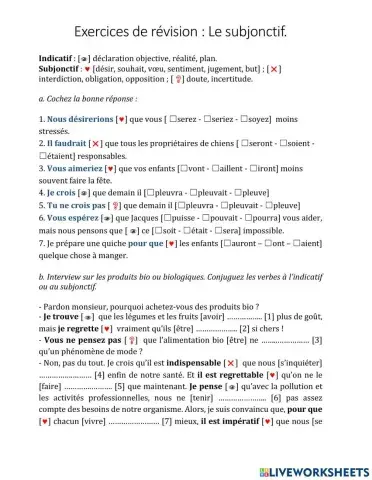 Révision de subjonctif présent