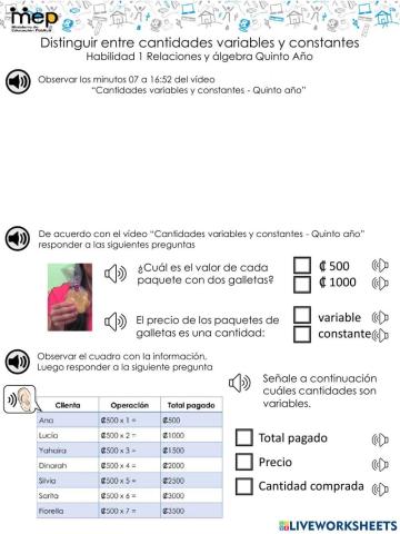 Cantidades variables y cantidades constantes