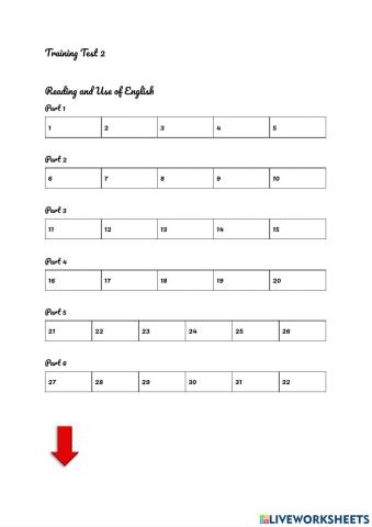 Reading and Listening answer sheet