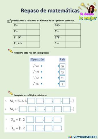 Repaso de matemáticas