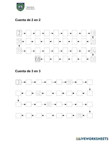 Conteo de 2 en 2 y 3 en 3