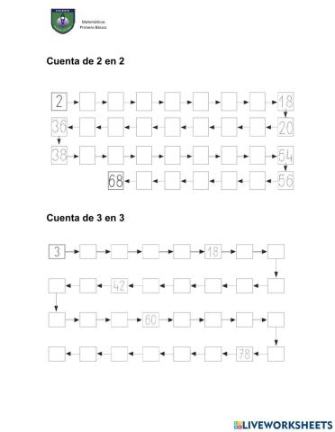 Conteo de 2 en 2 y 3 en 3