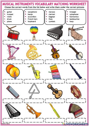 Musical instruments - vocabulary