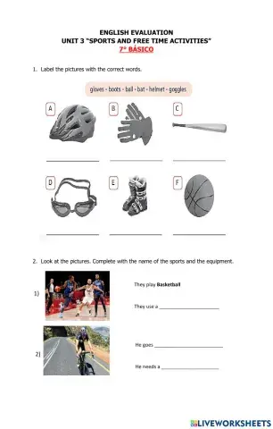 Sports and free time activities