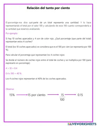 Relación del porciento