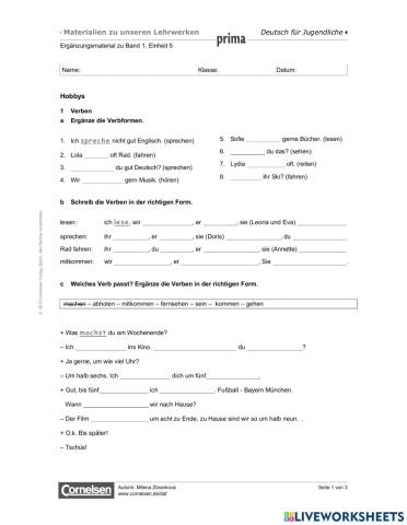 Deutschtest 15min für Klasse 7C