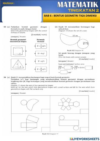 MATEMATIK TINGKATAN 2 BAB 6 BENTUK GEOMETRI TIGA DIMENSI