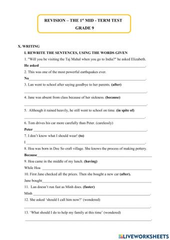 Mid-term 1 revision - writing