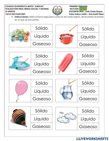 Evaluación final III Unidad Medio Social y Natural