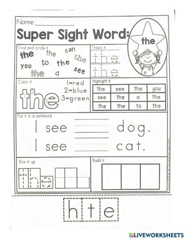 'the' Sight word
