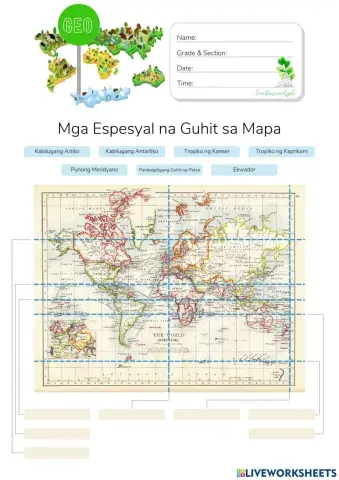 Mga Espesyal na Guhit sa Mapa - HuntersWoodsPH.com Worksheet