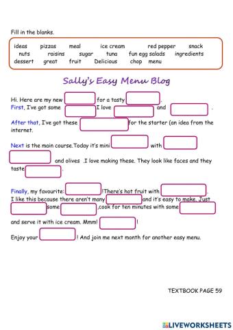 Unit 5 food and health PG59