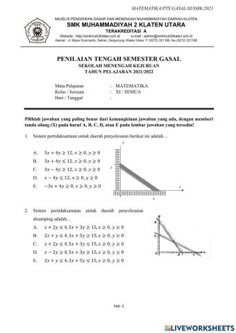 Pts ganjil matematika kelas xi