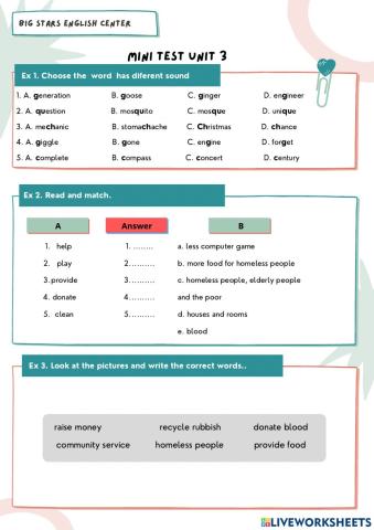 Mini test unit 3-Grade 7
