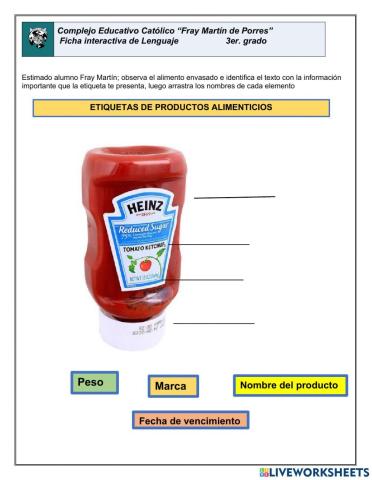 Etiquetas de productos alimenticios