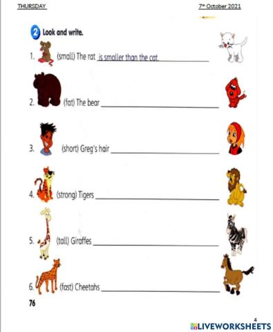 Thursday 7 oct 2021 year 3