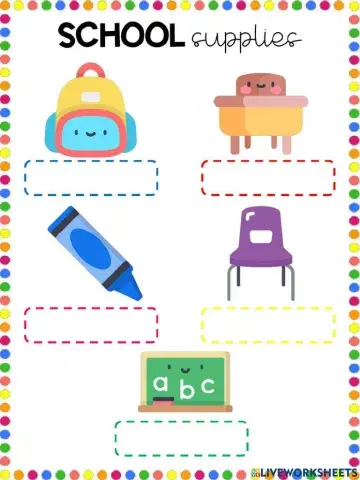 School suplies exercises
