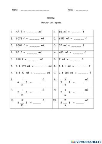 Menukar unit isipadu
