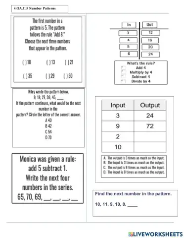 Number Patterns 4.OA.C.5