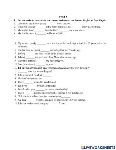 E7 - Unit 3 - Present Perfect and past simple