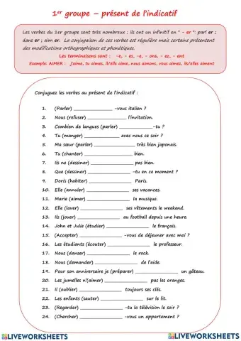 Le verbe du 1er groupe