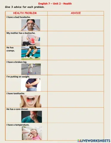 Giving advice for some health problems