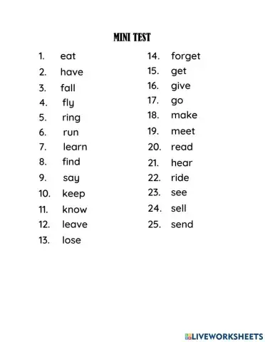 mini test irregular verb 2+3