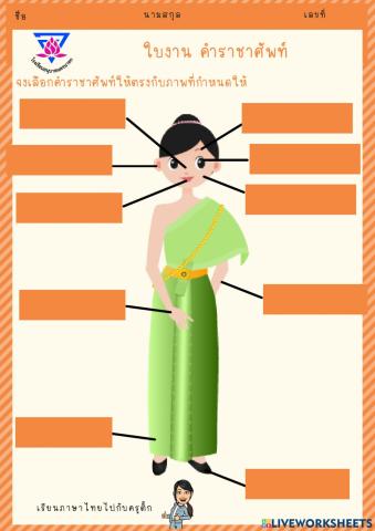 คำราชาศัพท์ หมวดร่างกาย