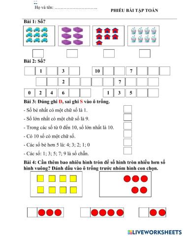 Ôn tập Toán 1 Tuần 3