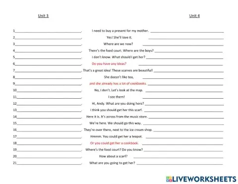 Mixed conversations Unit 3 - 4