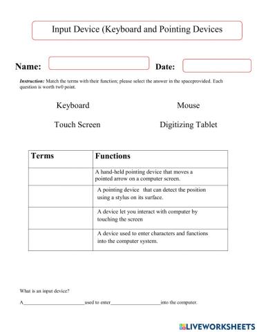 Input Device (Keyboard and Pointing Devices)