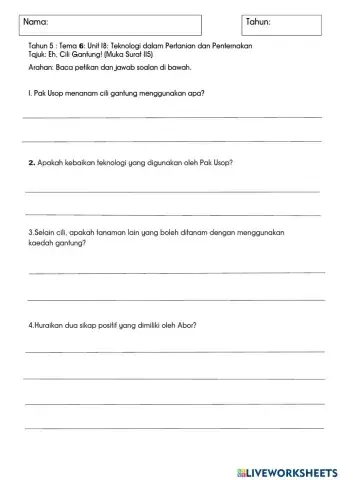 BM SJKC Tahun 5: Tema 6: Unit 18: Eh, Cili Gantung!