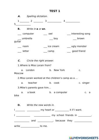 I can analyse Unit 1 Test 1