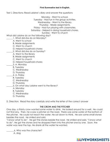 Summative test in english 3