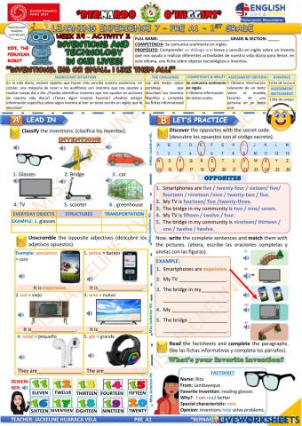 1° GRADO PRE A1 - EDA 7 - activity 2 -  Aprendo en casa