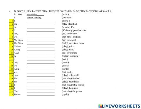 Present continuous practise (1)