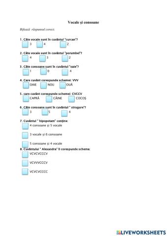 Vocale si consoane-bifează