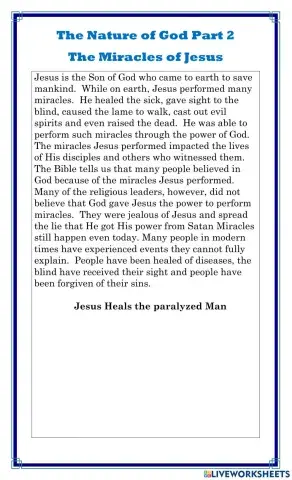 Nature of God 2 Miracles of Jesus