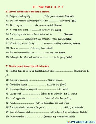 G11 - tldc - unit 3 - iii - iv - v