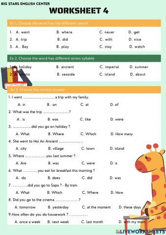 Worksheet 3-Unit 3-Grade 5