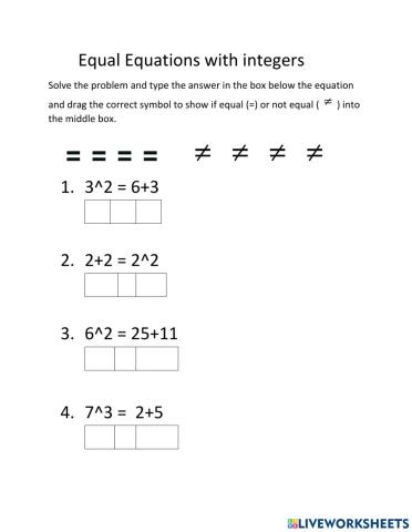 Equal equations with integers