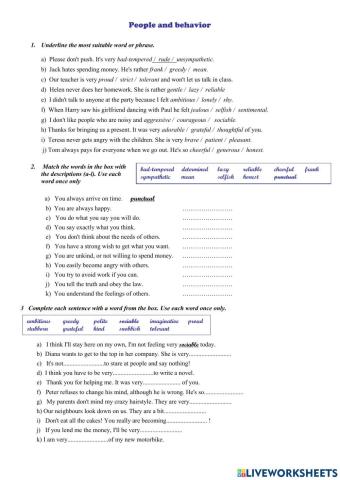 People and behaviour-character