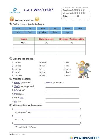 Grade 3 - Main - Unit 5: Who's this?