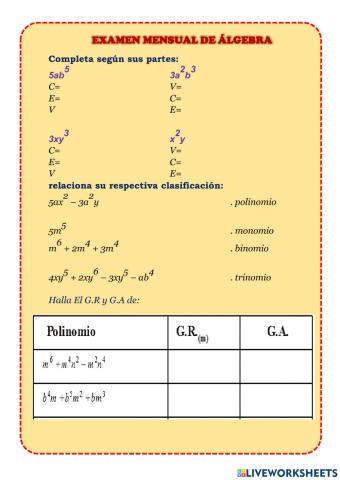 Expresiones algebraicas
