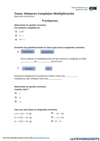 Multiplicación de Números Complejos
