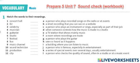 Prepare 5 unit 7 Vocabulary