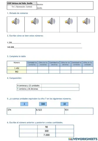 Control numeración2b. Quinto de primaria22