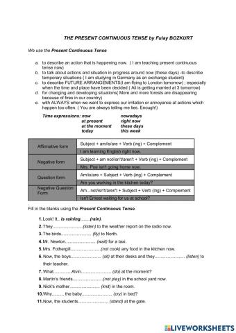 Present continuous tense