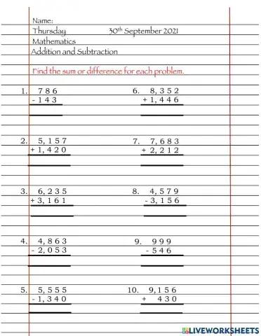 Addition and Subtraction